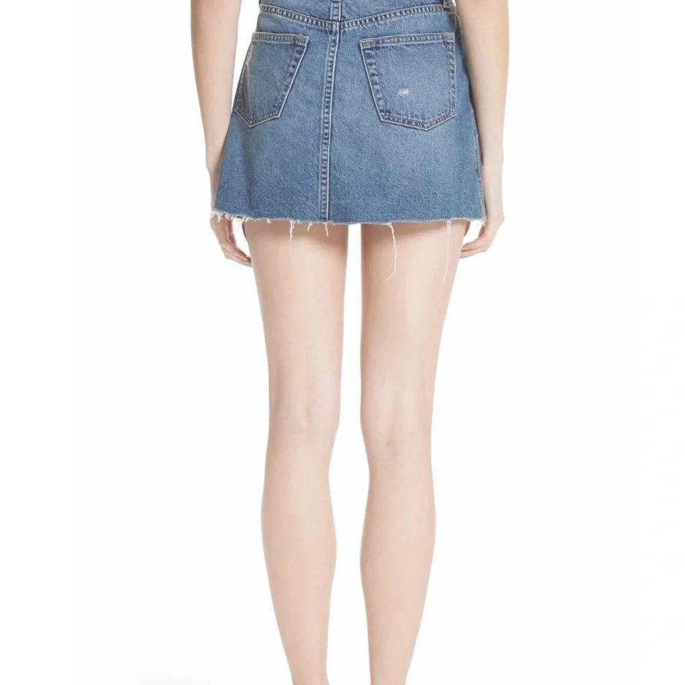 Free People Ripped 100% Cotton Denim Mini Skirt in Breezy Blue Sz. 26 Sz. 2